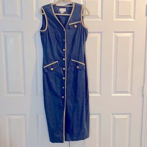 Cache Denim and gold tailored dress